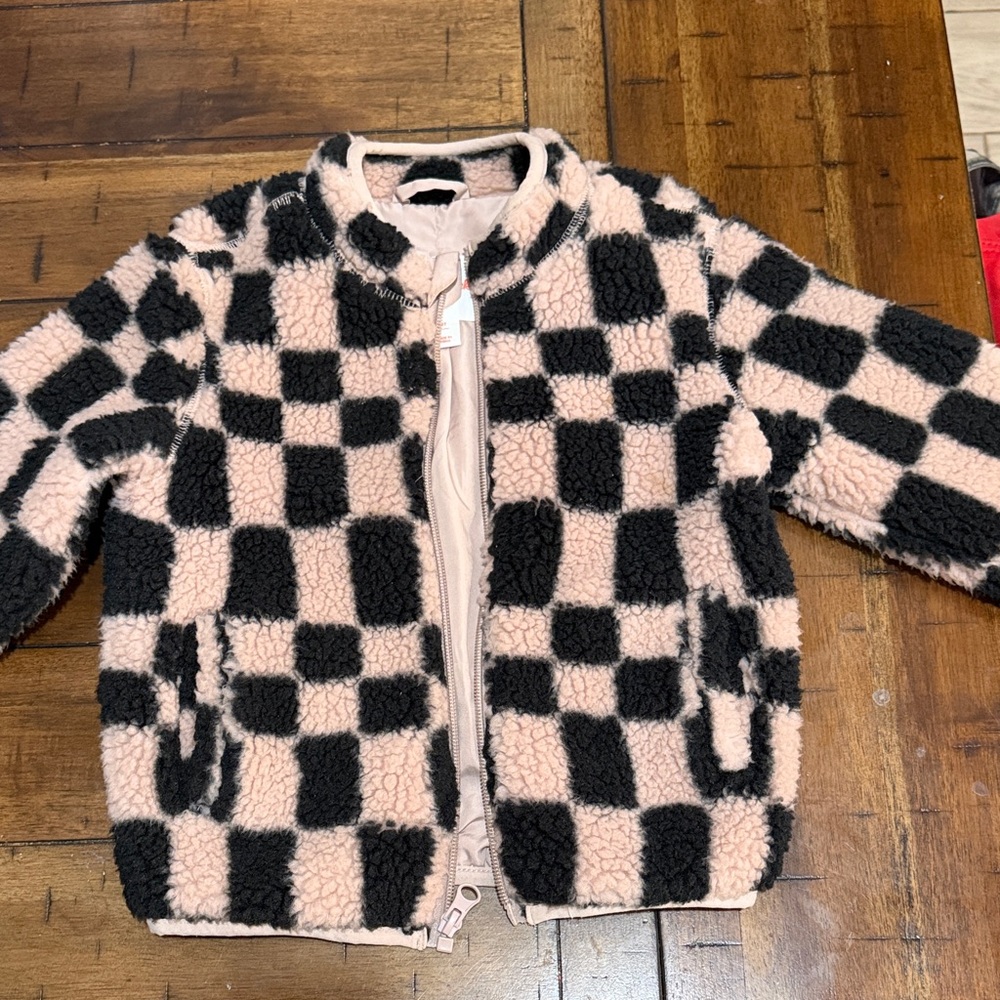 Cat & Jack Black and Pink Checkered Puffer Jacket